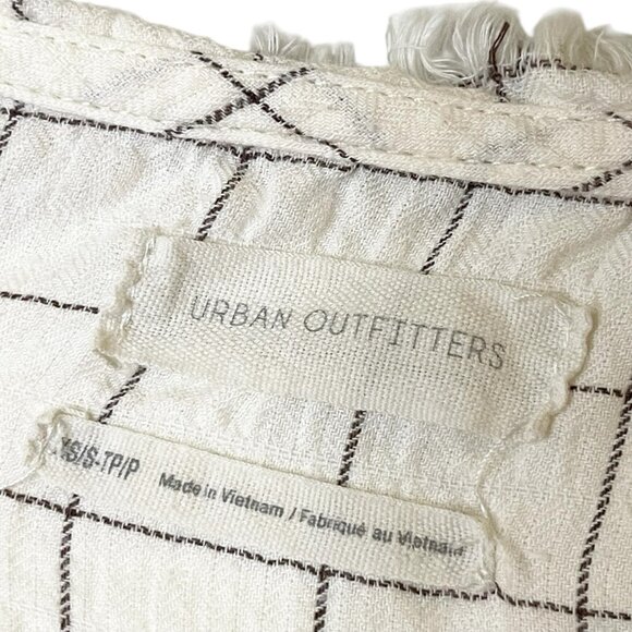 Urban Outfitters Dina Button Front Frock Dress Size XS/S White Window Pane Plaid - Picture 7 of 8